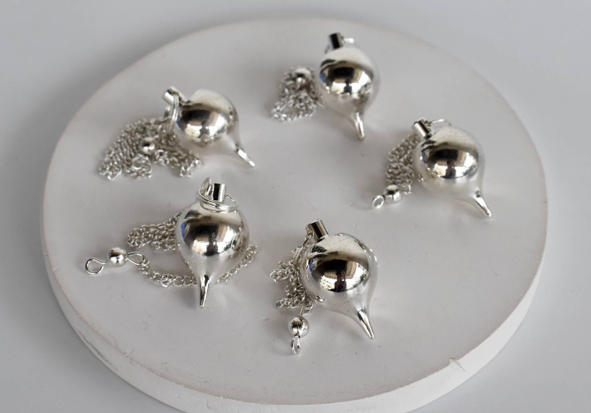 Brass Silver Metal Pendulums, Solid Ball Pendulum.  DestGlow