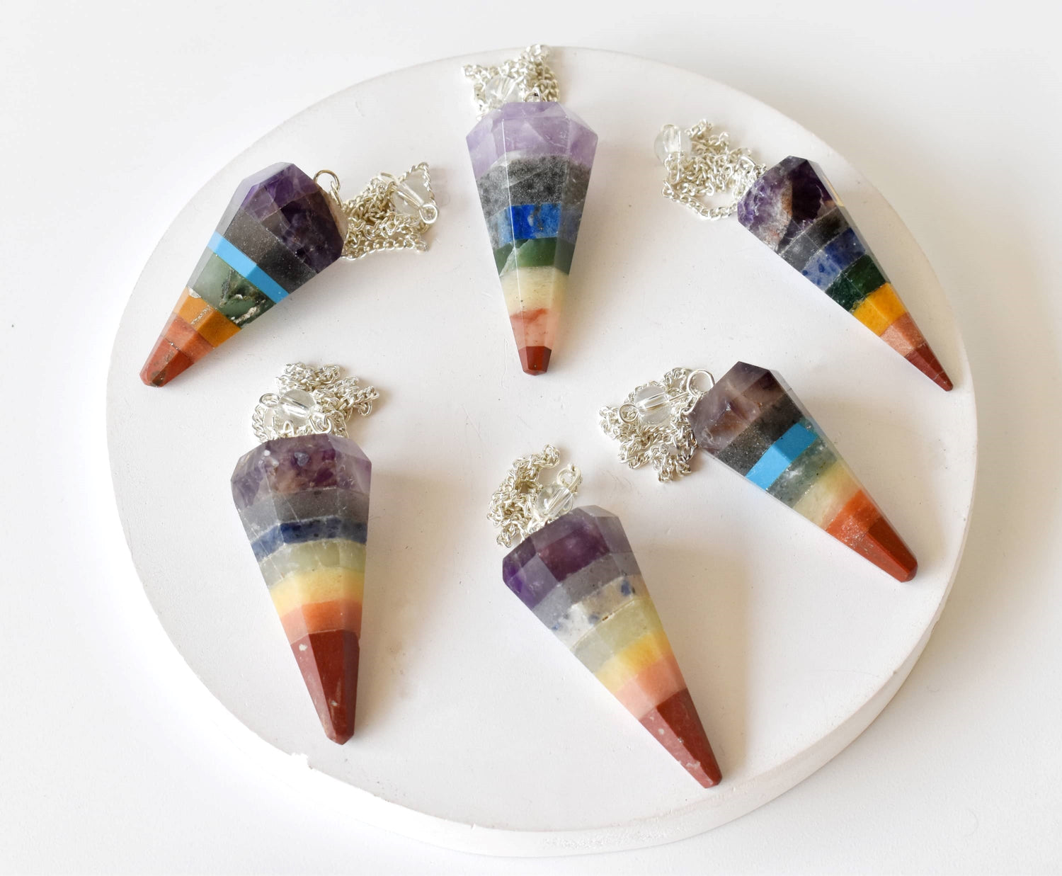 Chakra Pendulums, 7 Chakras crystals Pendulums.  DestGlow