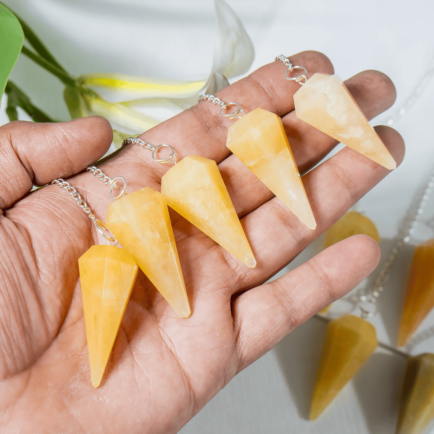 Yellow Aventurine Faceted Hexagon Pendulum, Crystal Pendulum  DestGlow