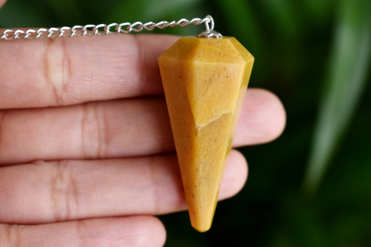 Yellow Aventurine Faceted Hexagon Pendulum, Crystal Pendulum  DestGlow