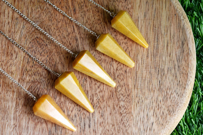 Yellow Aventurine Faceted Hexagon Pendulum, Crystal Pendulum  DestGlow