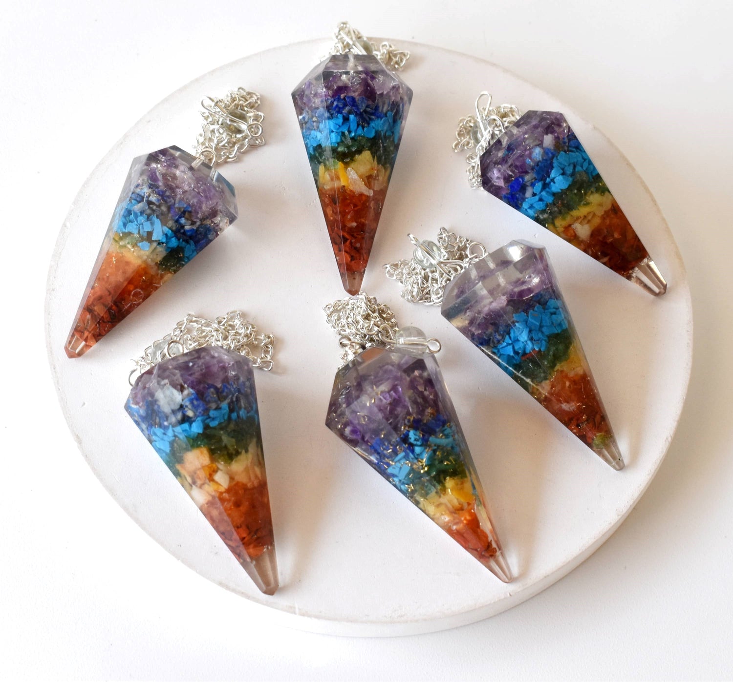Chakra Pendulums, 7 Chakras crystals Pendulums.  DestGlow
