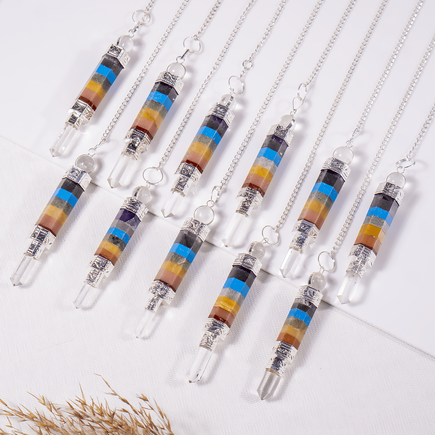Chakra Pendulums, 7 Chakras crystals Pendulums.  DestGlow