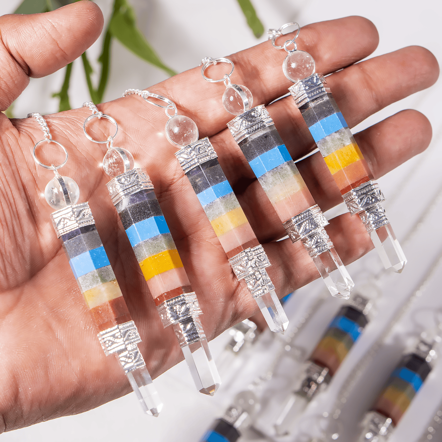 Chakra Pendulums, 7 Chakras crystals Pendulums.  DestGlow