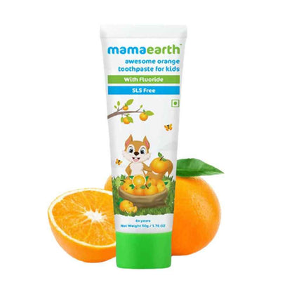 Mamaearth Awesome Orange Baby Toothpaste Cleanses Teeth, Provides Healthy Teeth &amp; Gums