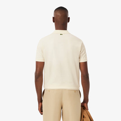 Lacoste Mens Classic Fit Petit Pique Badge Polo - Cream by Denim Exchange