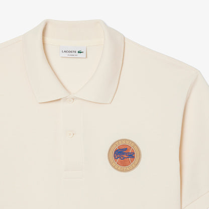 Lacoste Mens Classic Fit Petit Pique Badge Polo - Cream by Denim Exchange