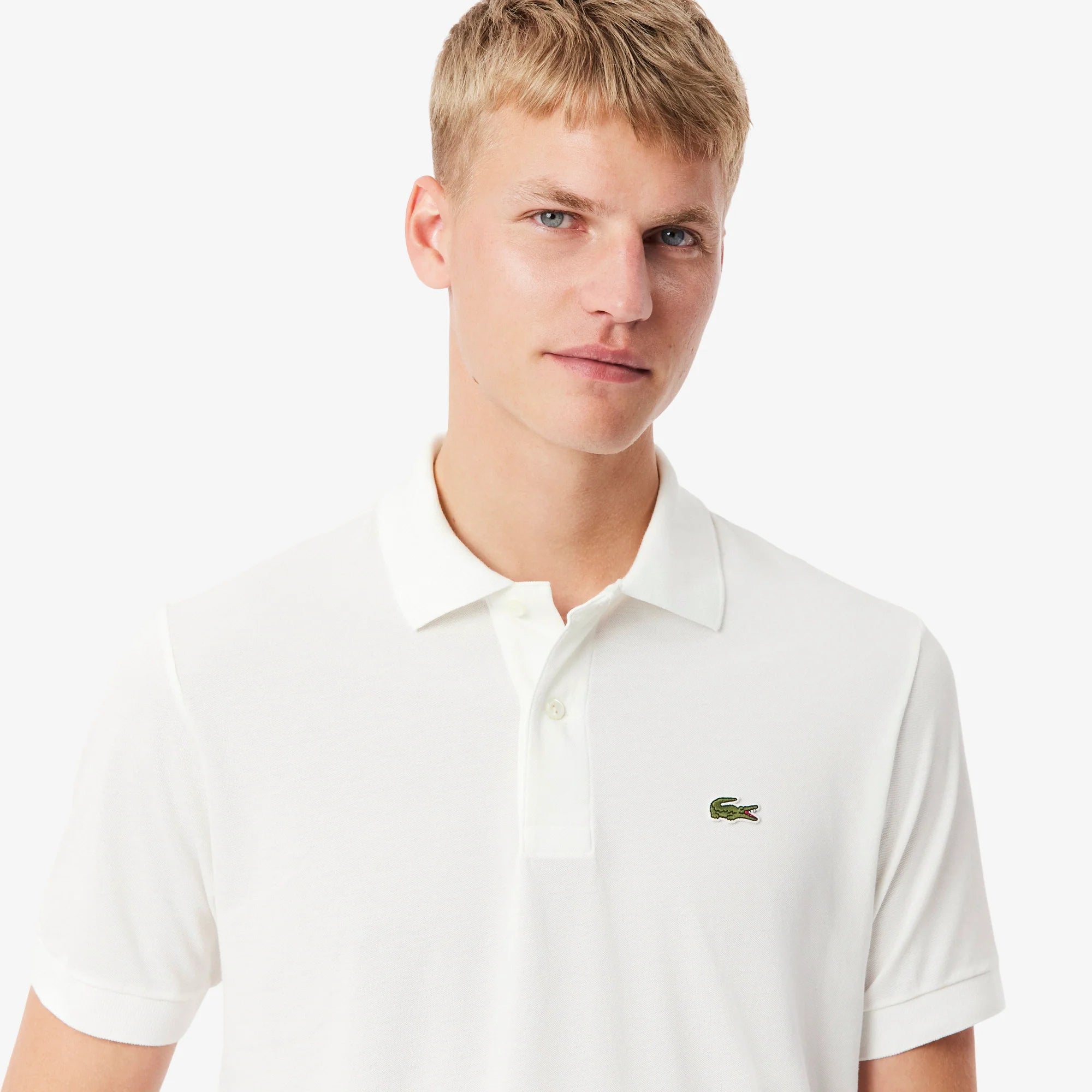 Lacoste Mens Light Pique Polo - White by Denim Exchange