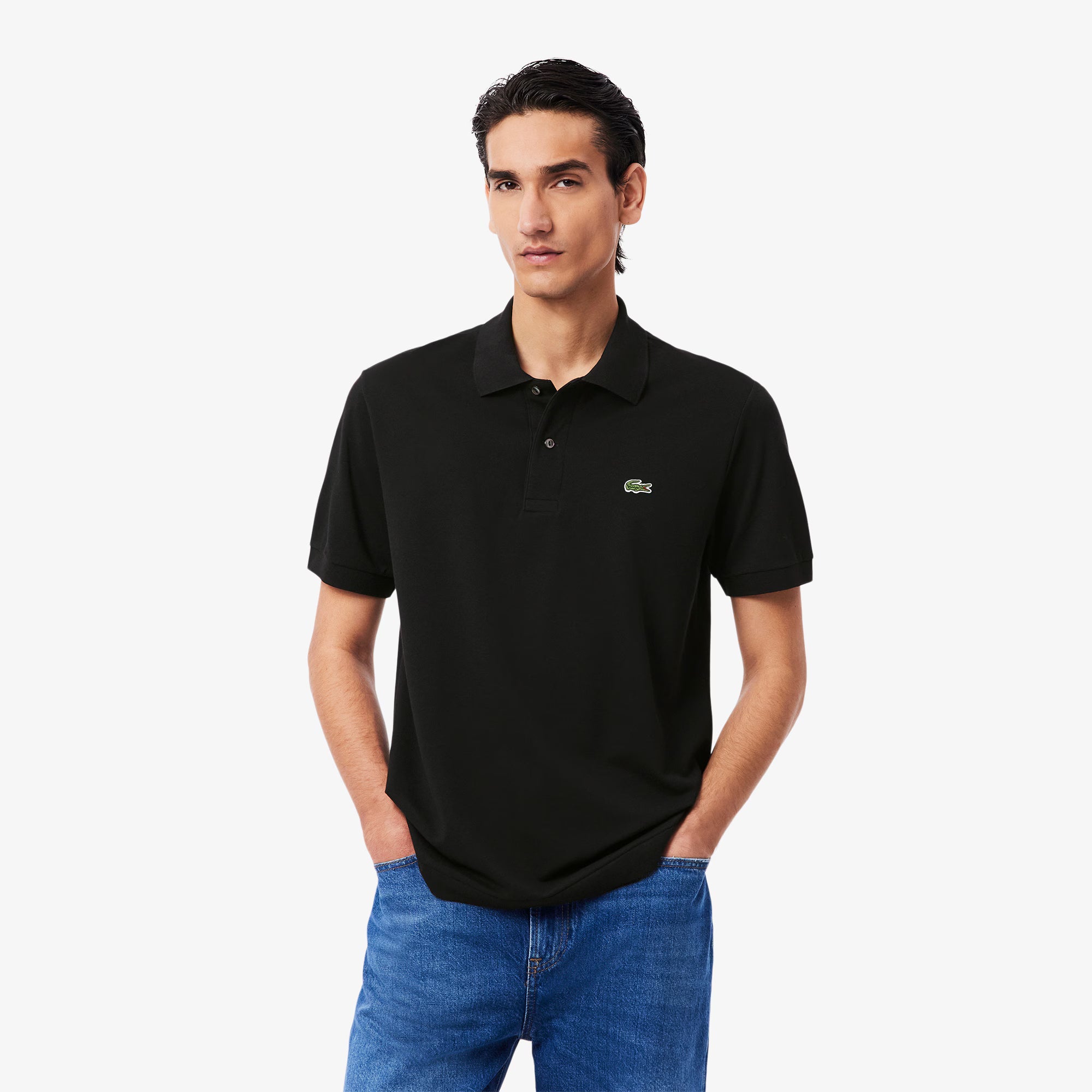 Lacoste Mens Light Pique Polo - Black by Denim Exchange