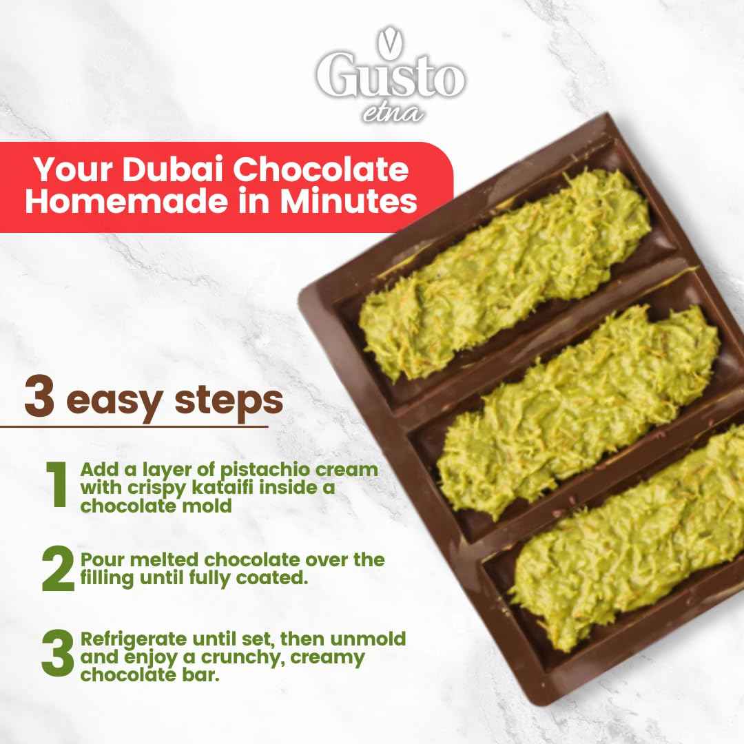Gusto Etna, Pistachio Chocolate Bar Filling, 30% Pistachio, Pistachio Cream with Crispy Kataifi 2.2 lb (1kg)