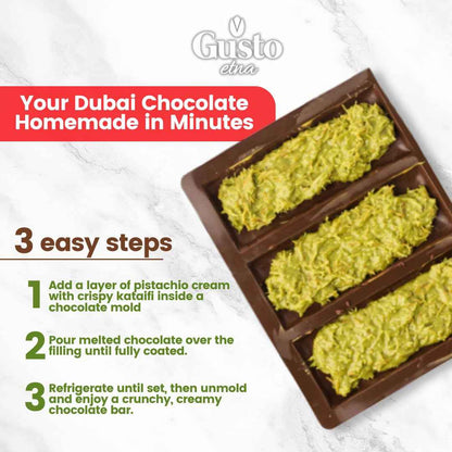 Gusto Etna, Pistachio Chocolate Bar Filling, 30% Pistachio, Pistachio Cream with Crispy Kataifi 2.2 lb (1kg)