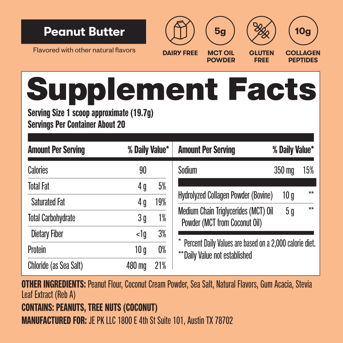 Grass-Fed Collagen Peptides &amp; MCT Brain Boost by Perfect Keto