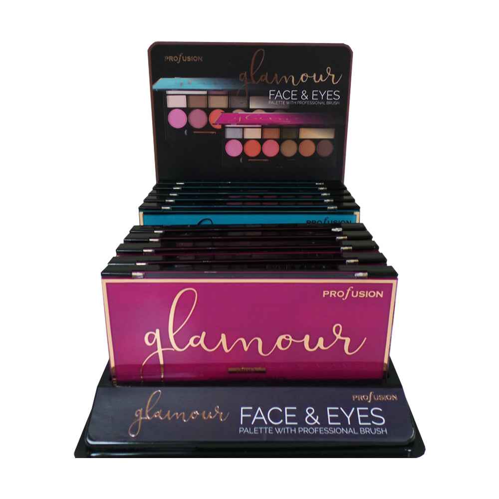 PROFUSION Glamour 16 Color Face &amp; Eyes Palette Display Set, 10 pcs