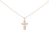 10K Rose Gold Plated Sterling Silver 1/6 Cttw Diamond Double Loop Cross Pendant Necklace  DestGlow