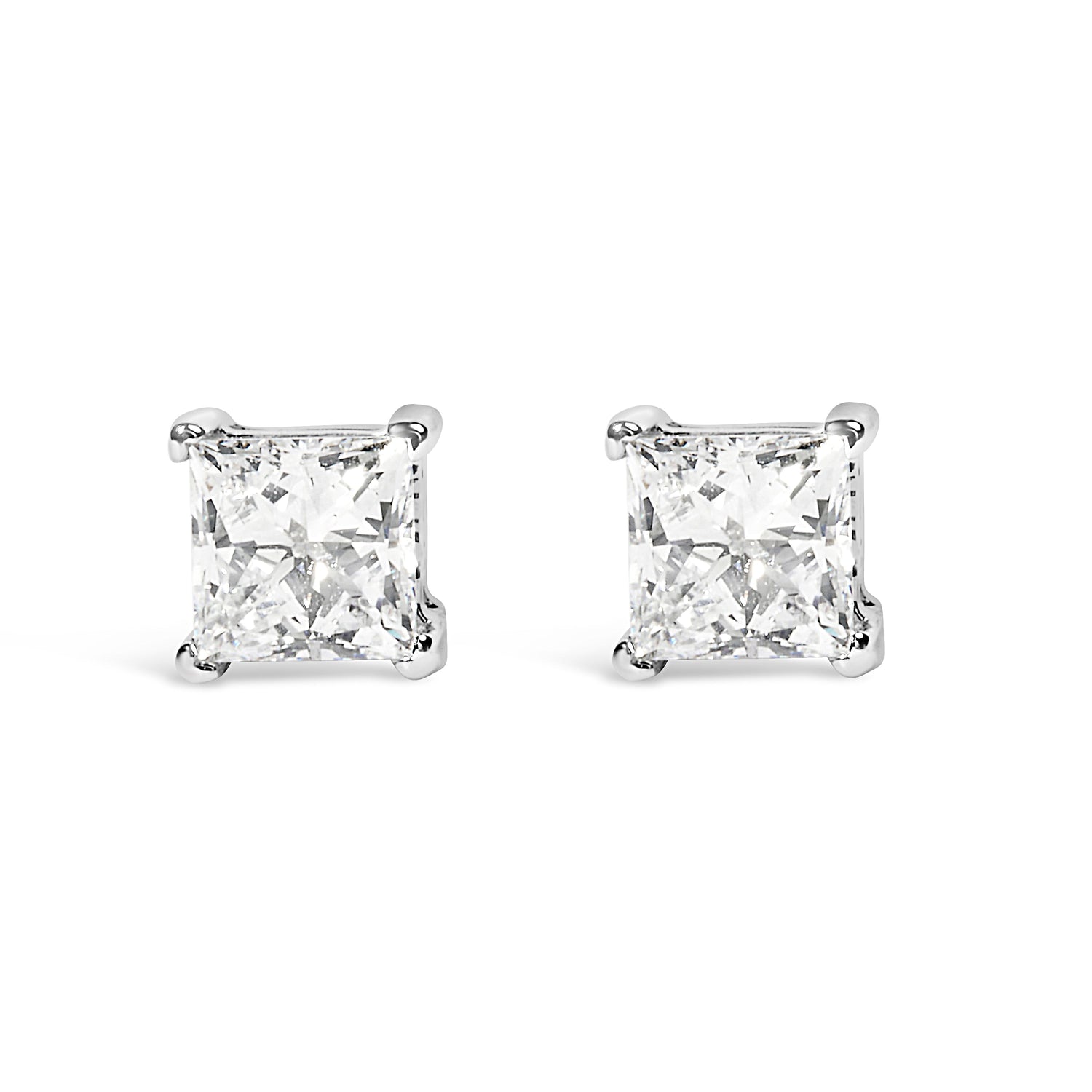 14K White Gold 1/2 Cttw Princess Cut Lab Grown Diamond Solitaire Stud Earrings (F-G Color, VS2-SI1 Clarity) by Bids.com