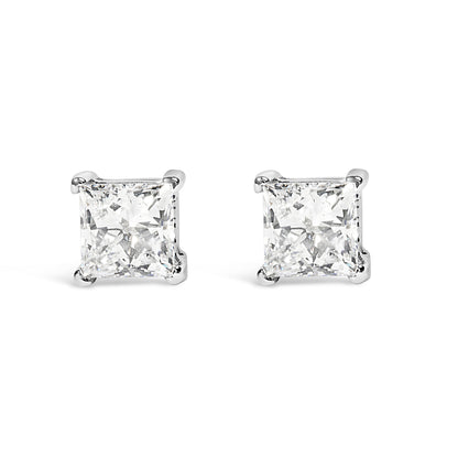 14K White Gold 1/2 Cttw Princess Cut Lab Grown Diamond Solitaire Stud Earrings (F-G Color, VS2-SI1 Clarity) by Bids.com