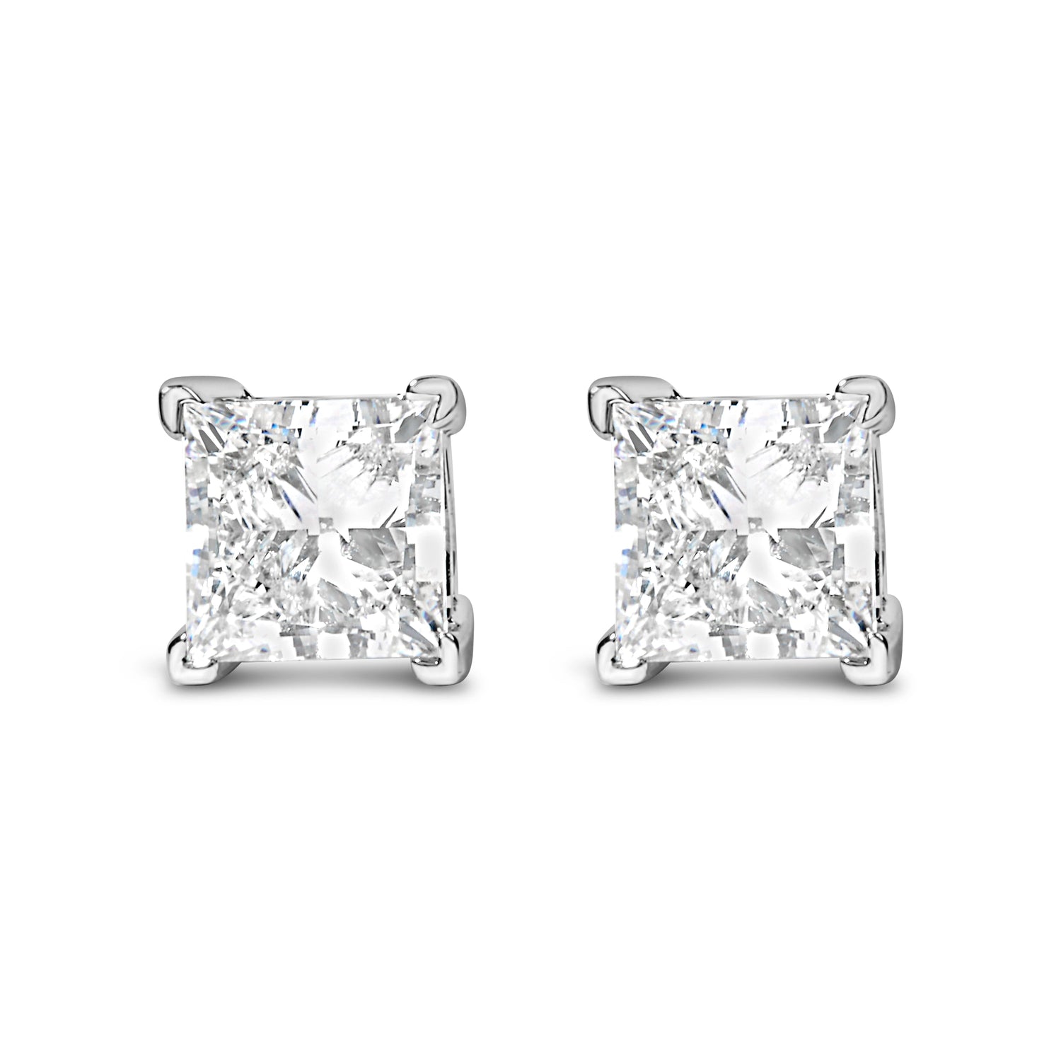 14K White Gold 1.0 Cttw Princess Cut Lab Grown Diamond Solitaire Stud Earrings (F-G Color, VS2-SI1 Clarity) by Bids.com