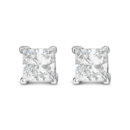 14K White Gold 1.0 Cttw Princess Cut Lab Grown Diamond Solitaire Stud Earrings (F-G Color, VS2-SI1 Clarity) by Bids.com