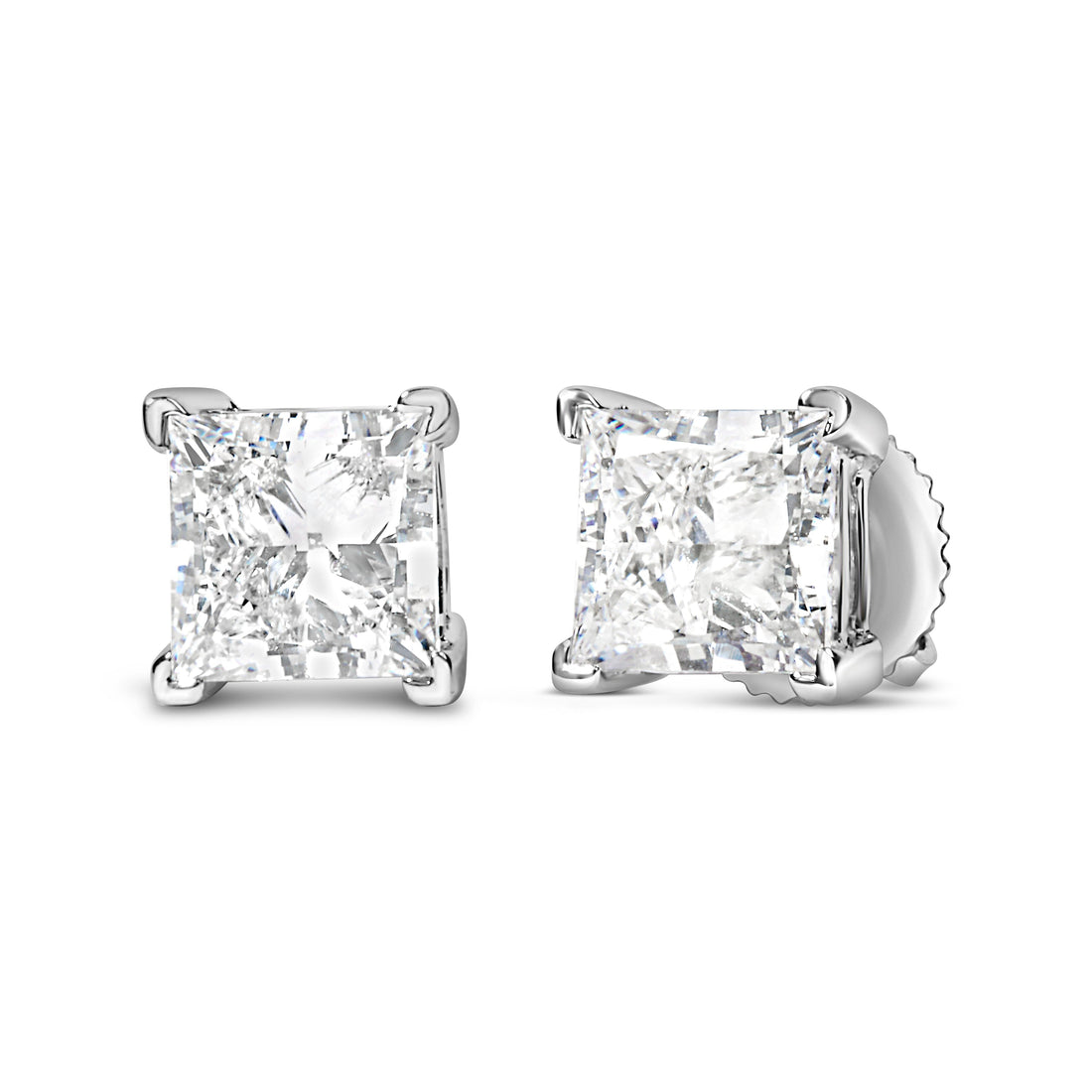 14K White Gold 1.0 Cttw Princess Cut Lab Grown Diamond Solitaire Stud Earrings (F-G Color, VS2-SI1 Clarity) by Bids.com