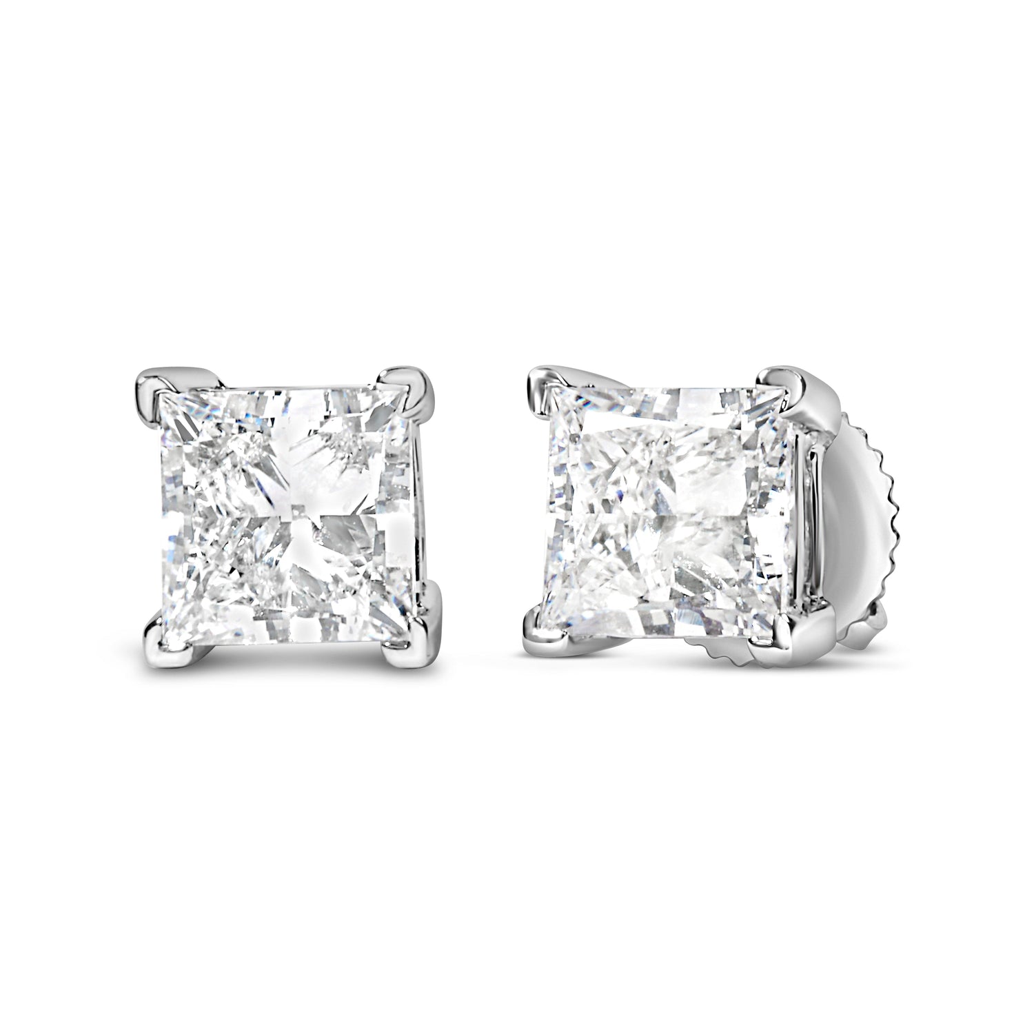 14K White Gold 1.0 Cttw Princess Cut Lab Grown Diamond Solitaire Stud Earrings (F-G Color, VS2-SI1 Clarity) by Bids.com