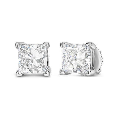 14K White Gold 1.0 Cttw Princess Cut Lab Grown Diamond Solitaire Stud Earrings (F-G Color, VS2-SI1 Clarity) by Bids.com