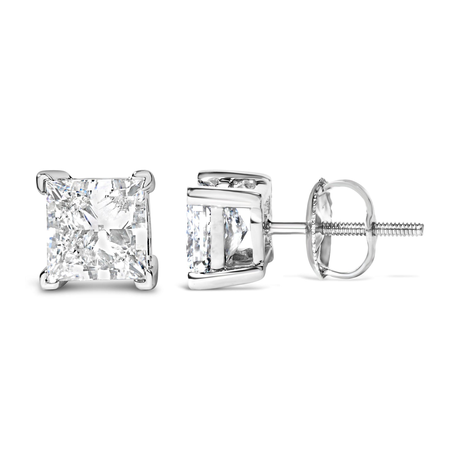 14K White Gold 1.0 Cttw Princess Cut Lab Grown Diamond Solitaire Stud Earrings (F-G Color, VS2-SI1 Clarity) by Bids.com
