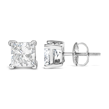 14K White Gold 1.0 Cttw Princess Cut Lab Grown Diamond Solitaire Stud Earrings (F-G Color, VS2-SI1 Clarity) by Bids.com
