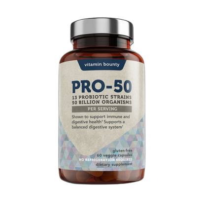Pro-50 Probiotic - 50 Billion CFU with 13 Strains for Digestive &amp; Immune Health - DestGlow