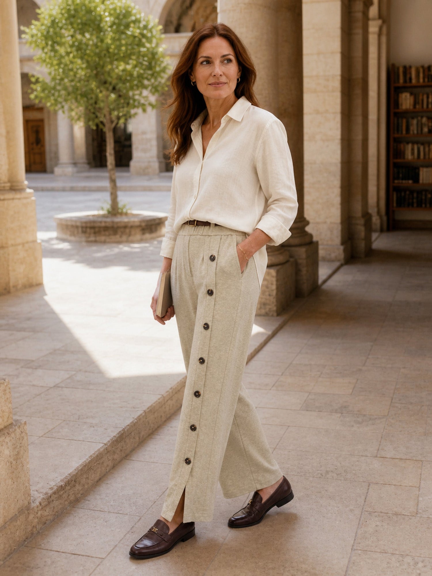 Lyocell Wool Side Button Wide Leg Knit Pants MAREN  DestGlow