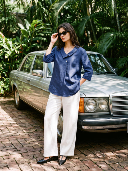 100% Linen Classic Pants LYON  DestGlow
