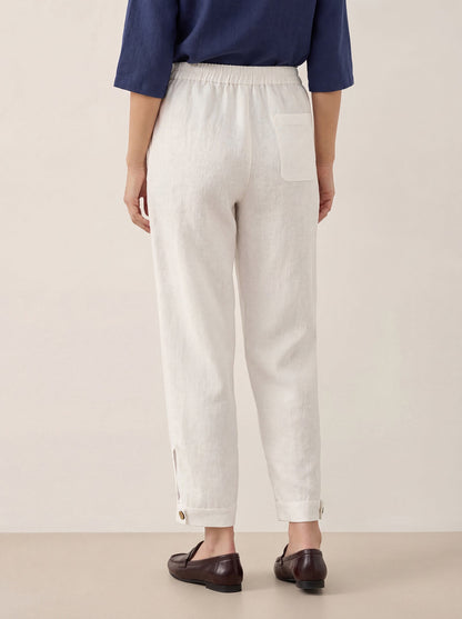 100% Linen Straight-Leg Pants with Elastic Waist PATRICE by LINTICO