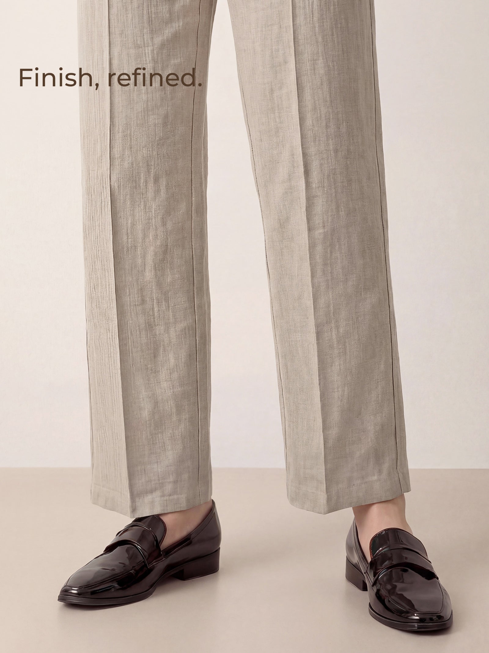 Linen Tailored Wide Leg Full Length Pants LEIGHTON by LINTICO