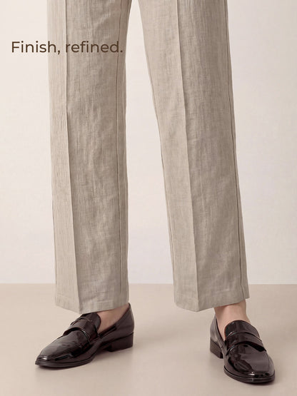 Linen Tailored Wide Leg Full Length Pants LEIGHTON by LINTICO