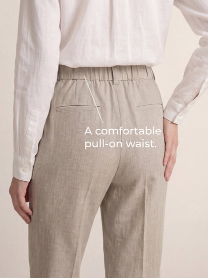 Linen Tailored Wide Leg Full Length Pants LEIGHTON by LINTICO
