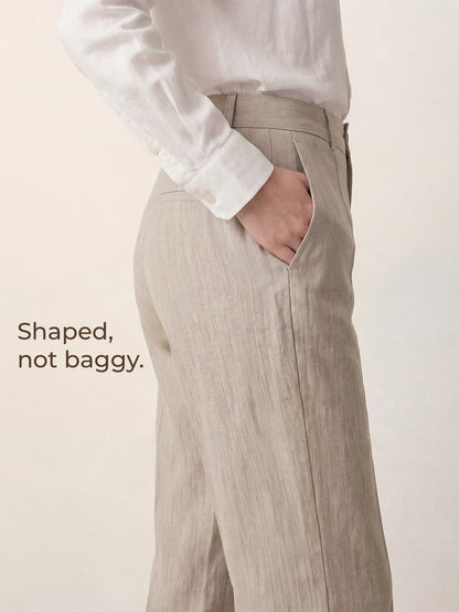 Linen Tailored Wide Leg Full Length Pants LEIGHTON by LINTICO