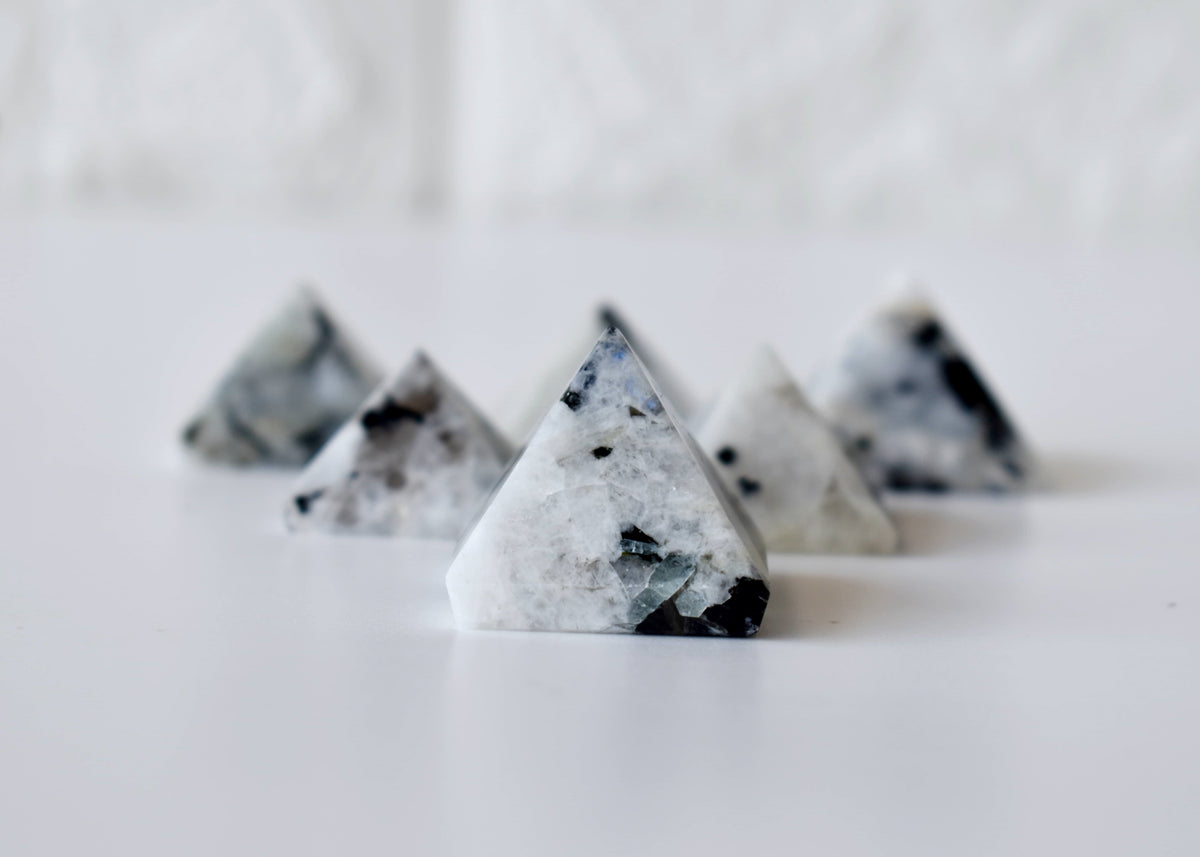 Rainbow Moonstone Pyramids (Bring Balance and compassion)  DestGlow
