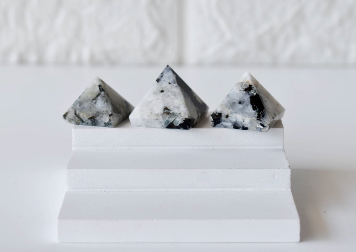 Rainbow Moonstone Pyramids (Bring Balance and compassion)  DestGlow