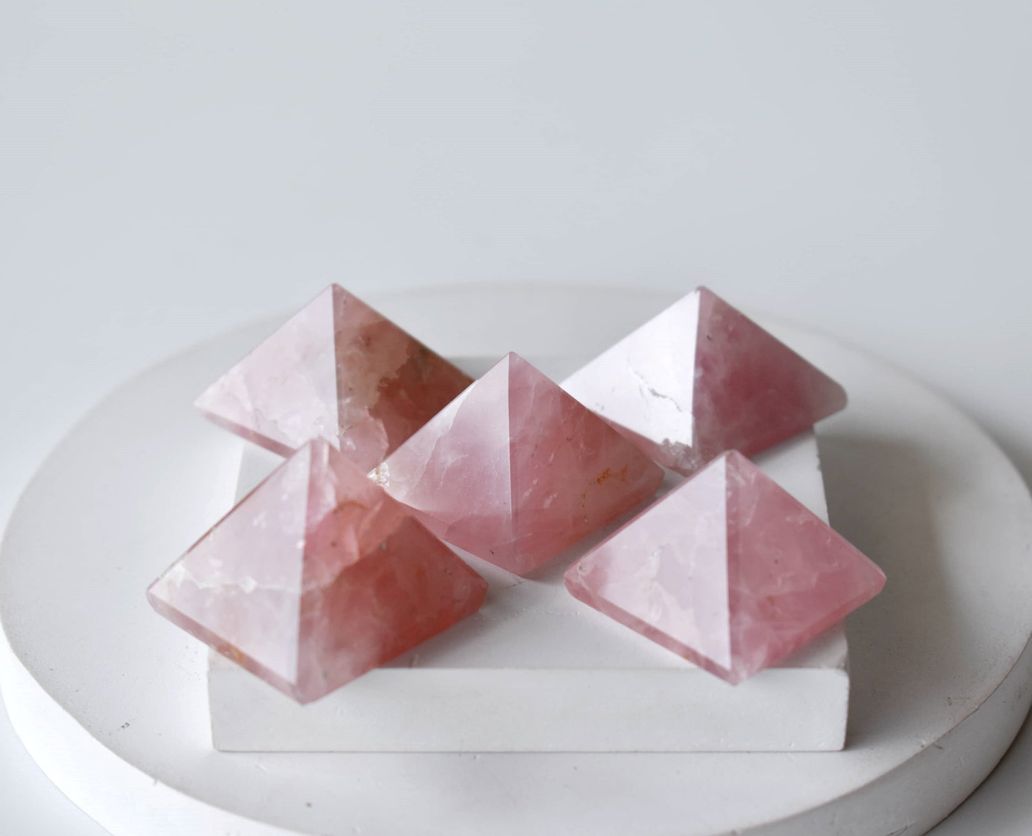 Rose Quartz Pyramids (Balance and Emotional Health)  DestGlow