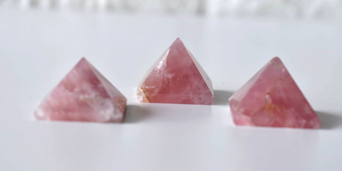 Rose Quartz Pyramids (Balance and Emotional Health)  DestGlow
