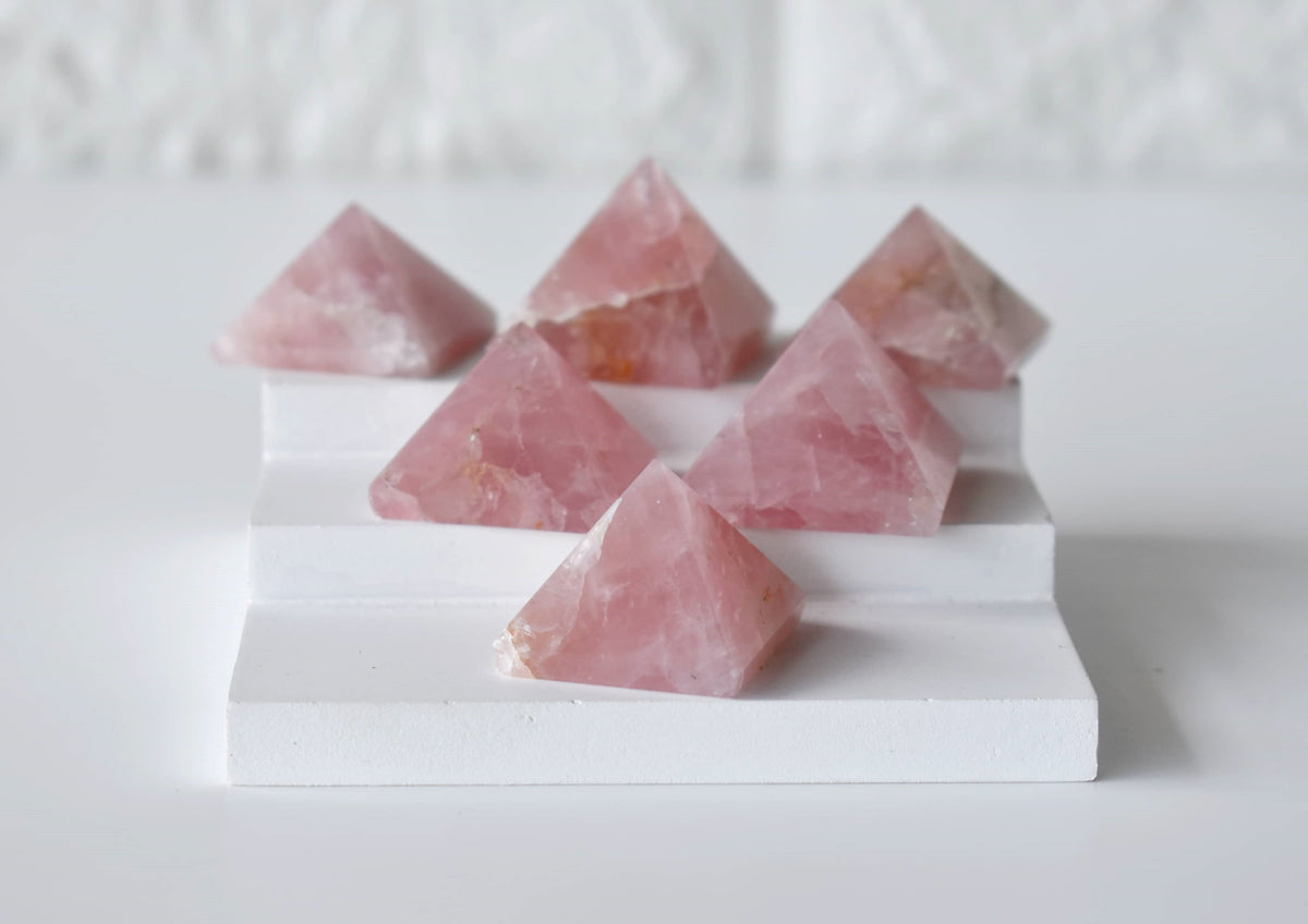 Rose Quartz Pyramids (Balance and Emotional Health)  DestGlow