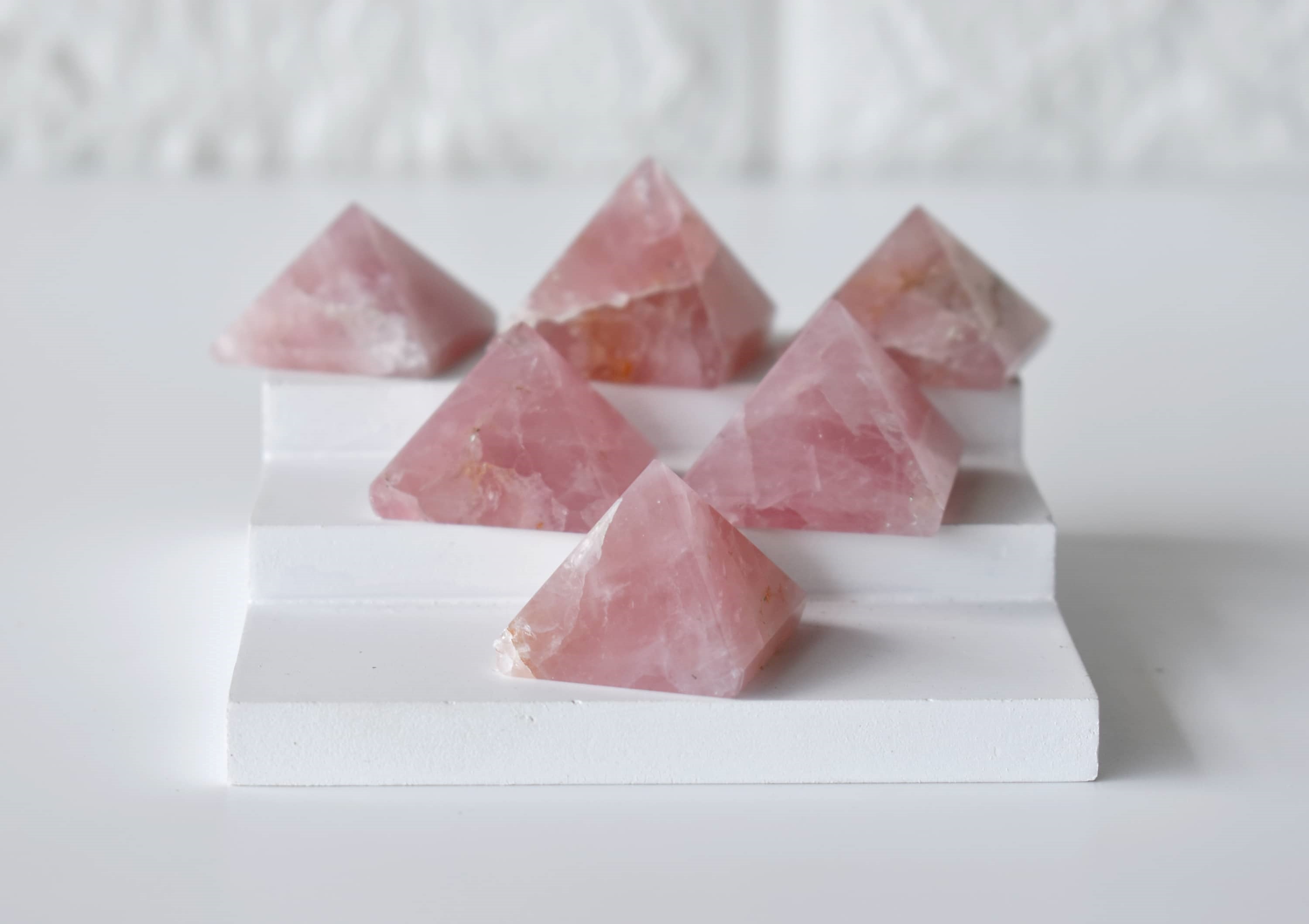 Rose Quartz Pyramids (Balance and Emotional Health)  DestGlow