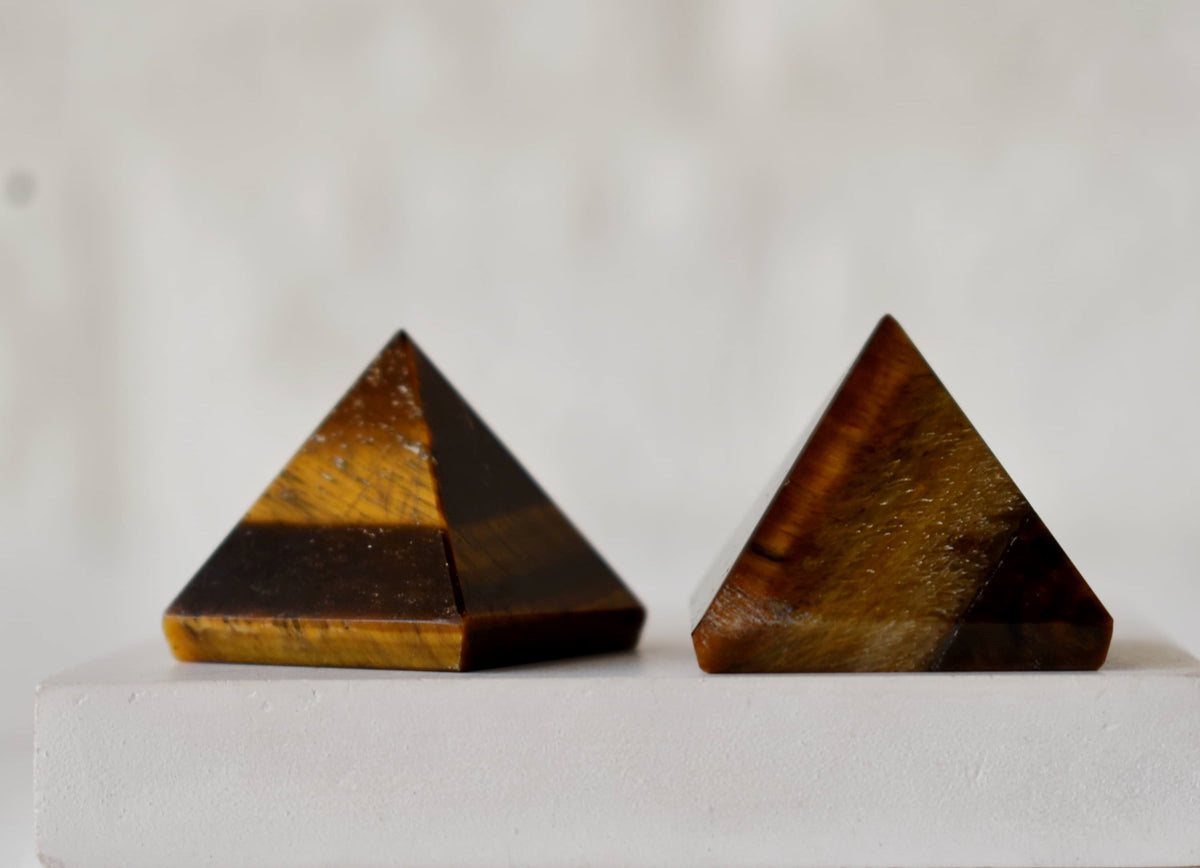 Tiger Eye Pyramids (Integrity and Strength)  DestGlow