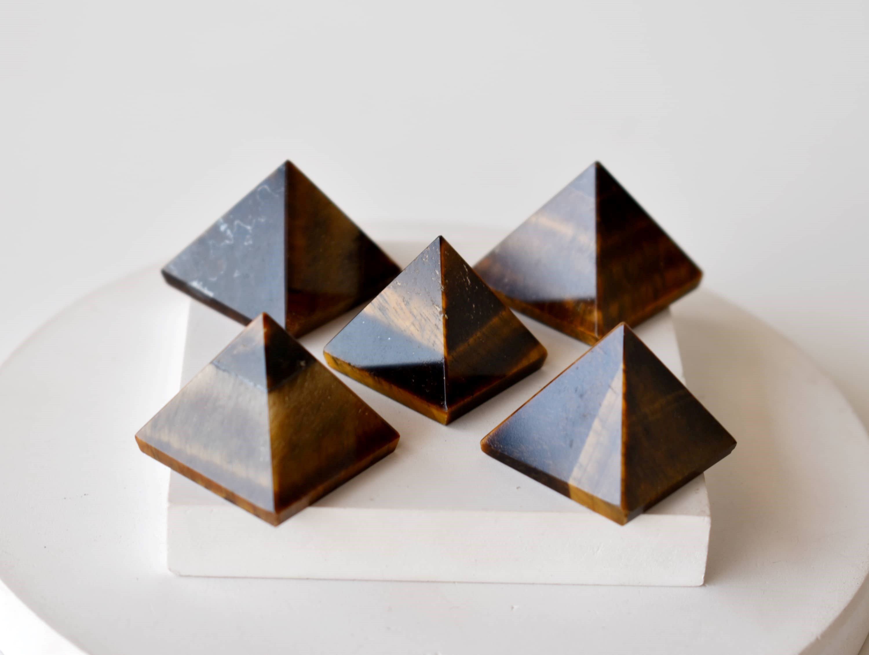 Tiger Eye Pyramids (Integrity and Strength)  DestGlow