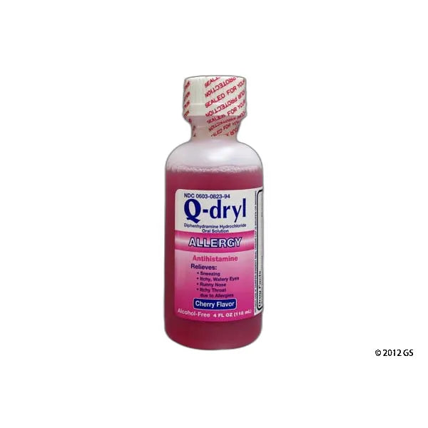 Q-Dryl Elixir Cherry Flavor, Alcohol-Free Antihistamine 16 Fl Oz by Pasteur Pharmacy