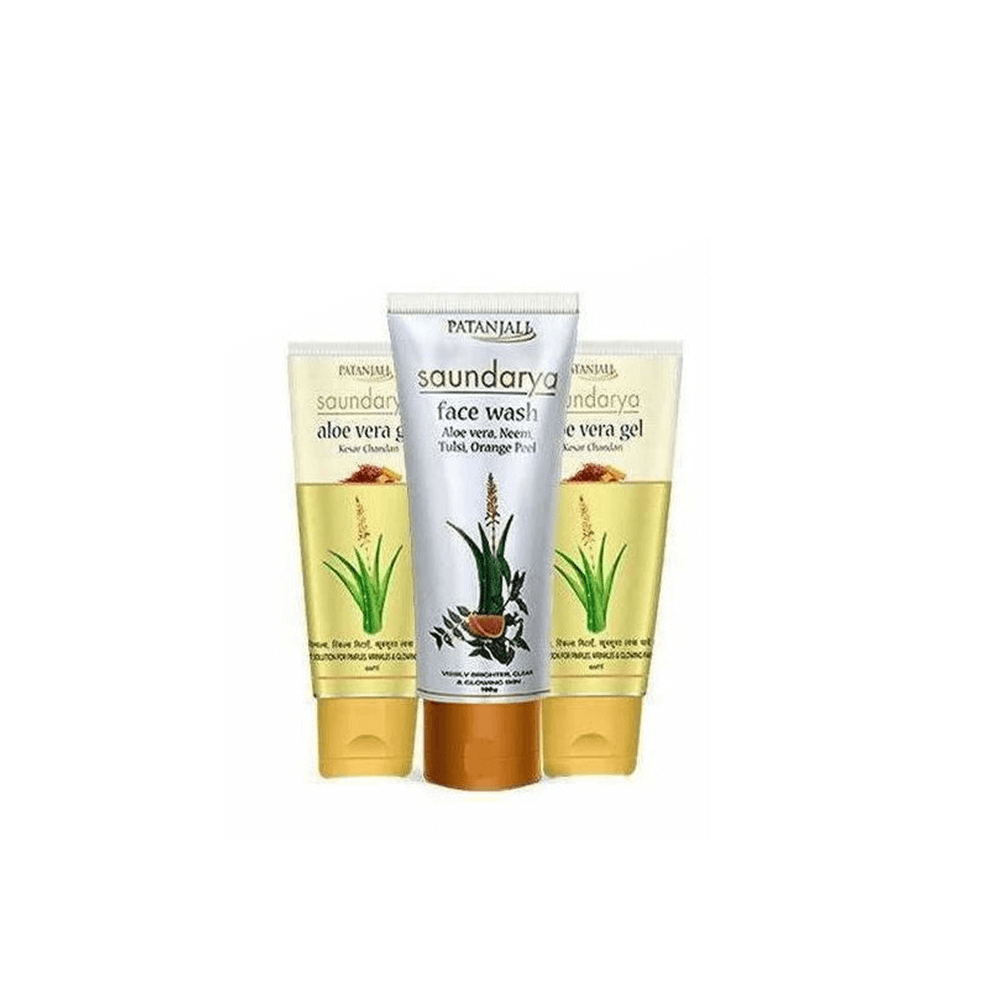 Patanjali Saundarya Face Wash(100 GM-1) &amp; Aloe Vera Kesar Chandan Combo Pack( 60 GM x 2)