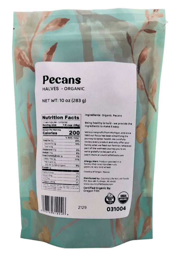 Pecan Halves, Junior Mammoth, Organic by Country Life Natural Foods