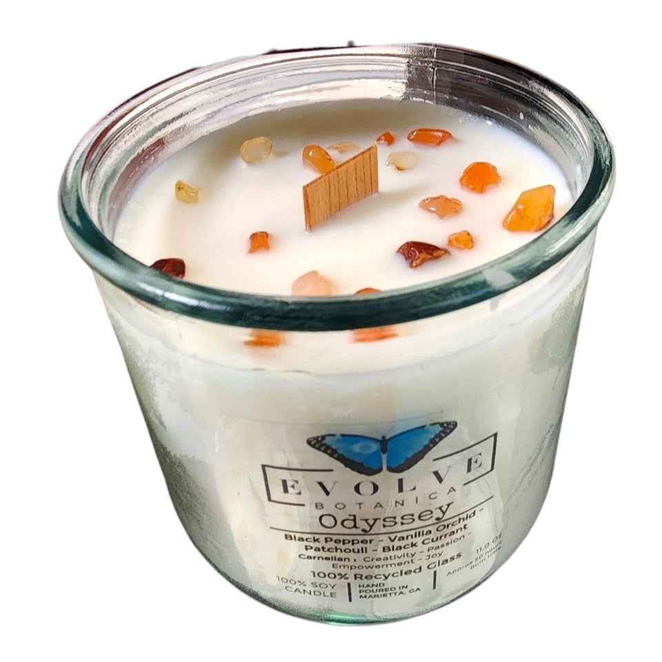Rocks Candle - Odyssey (Wood Wick Carnelian Gemstone Soy Candle)