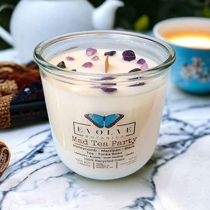 Rocks Candle - Mad Tea Party (Wood Wick Lepidolite Gemstone Soy Candle)