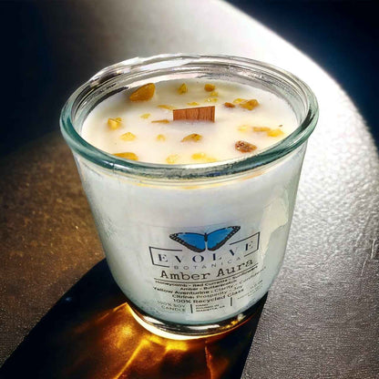 Rocks Candle - Warm Wishes (Wood Wick Citrine &amp; Aventurine Gemstone Soy Candle)