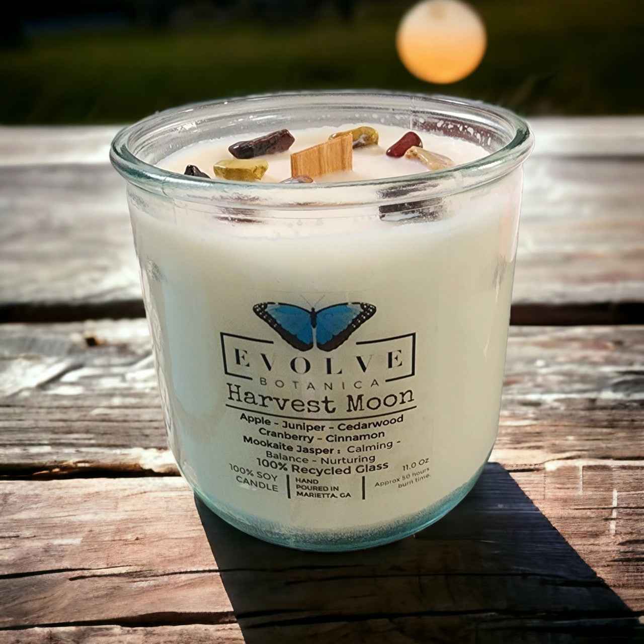 Rocks Candle - Harvest Moon (Wood Wick Mookite Gemstone Soy Candle)